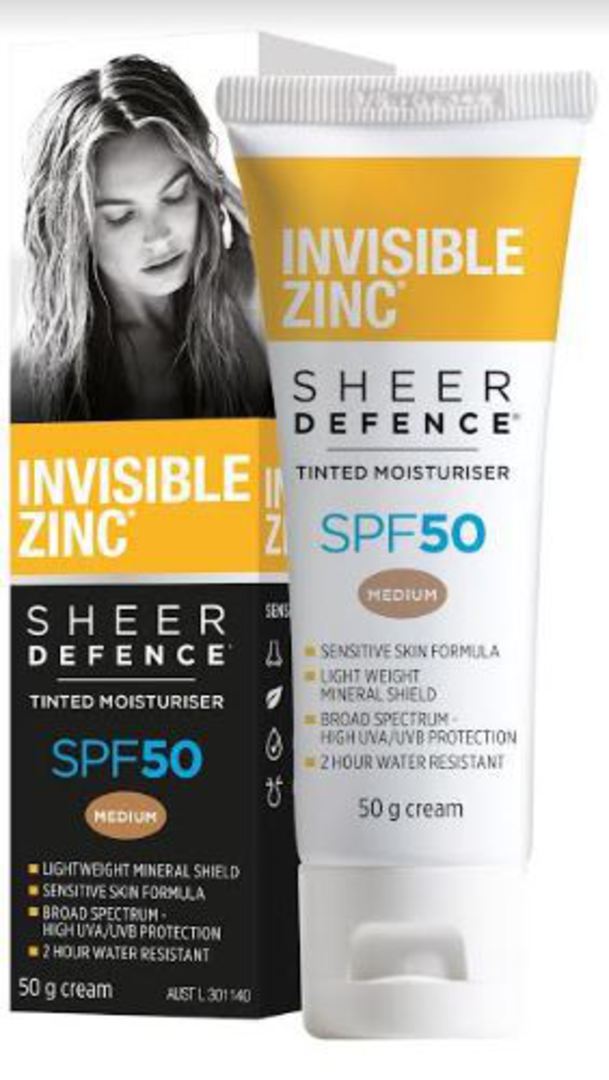  INVISIBLE ZINC® Sheer Defence Tinted Moisturiser SPF 50 – MEDIUM 50g image 0